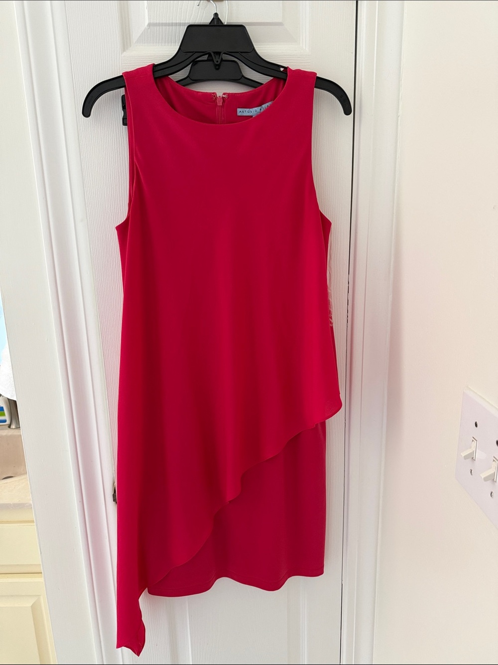 ANTONIO MELANI Deep Pink Asymmetrical Sleeveless Dress
